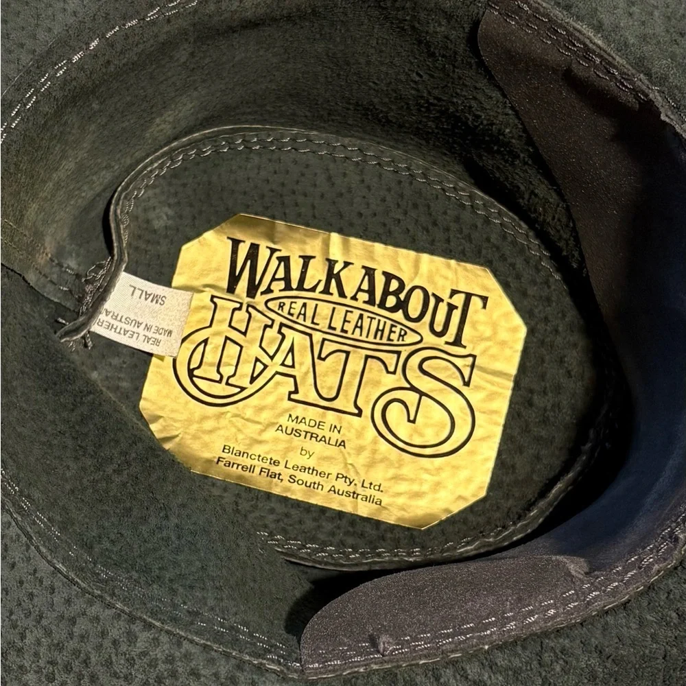 Walkabout Overlander Aussie Suede Leather Outback Hat Olive Green Size Small💛